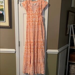 Wonderly Orange and White Patterned Maxi Dress